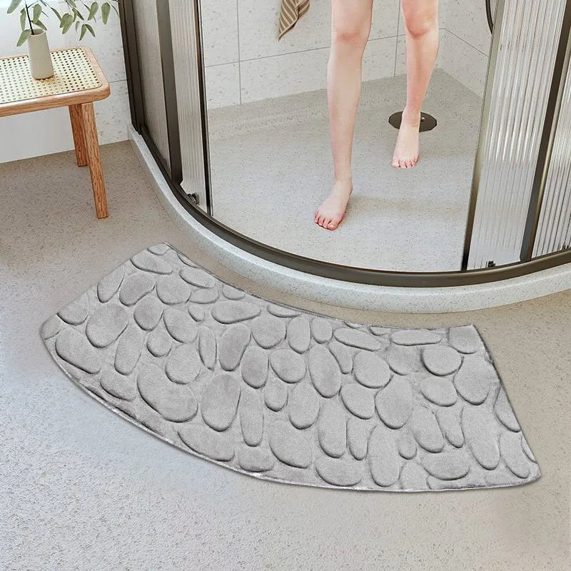 Curved Non-Slip Pebble Bath Mat