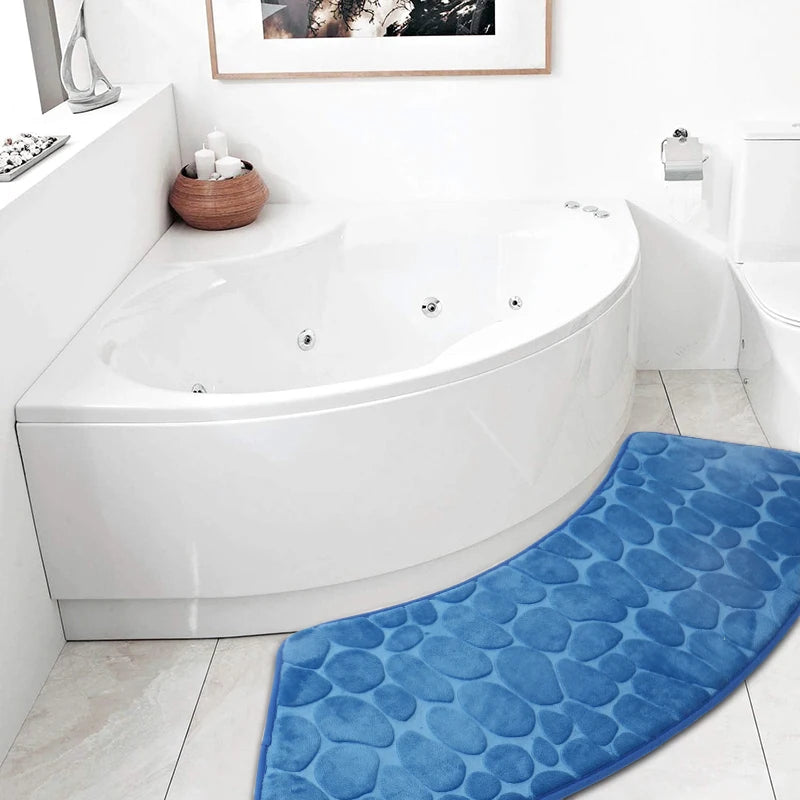 Curved Non-Slip Pebble Bath Mat