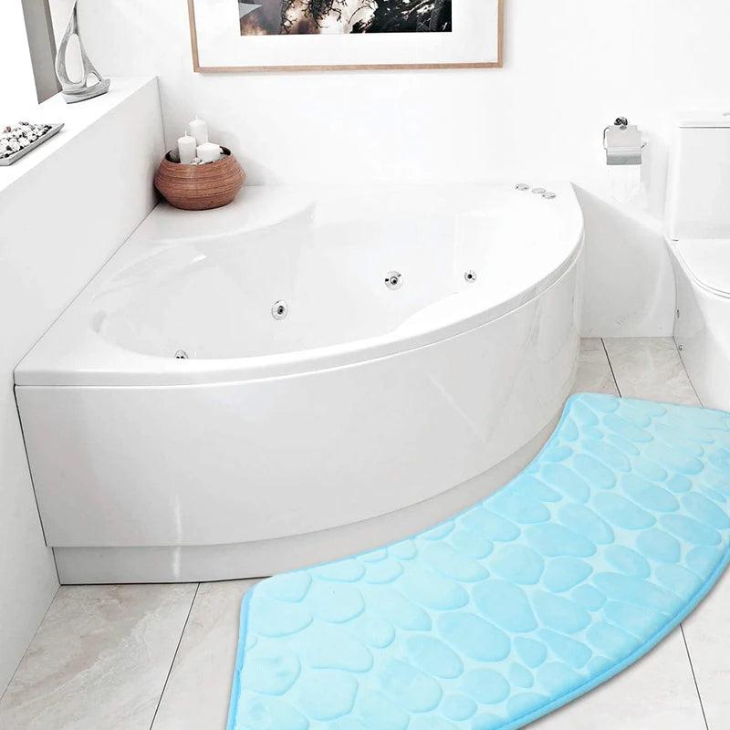 Curved Non-Slip Pebble Bath Mat