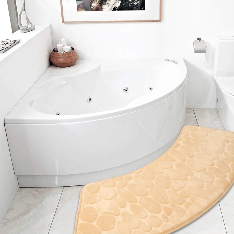 Curved Non-Slip Pebble Bath Mat