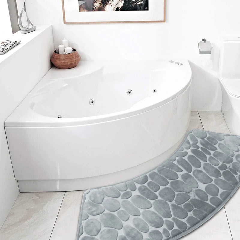 Curved Non-Slip Pebble Bath Mat