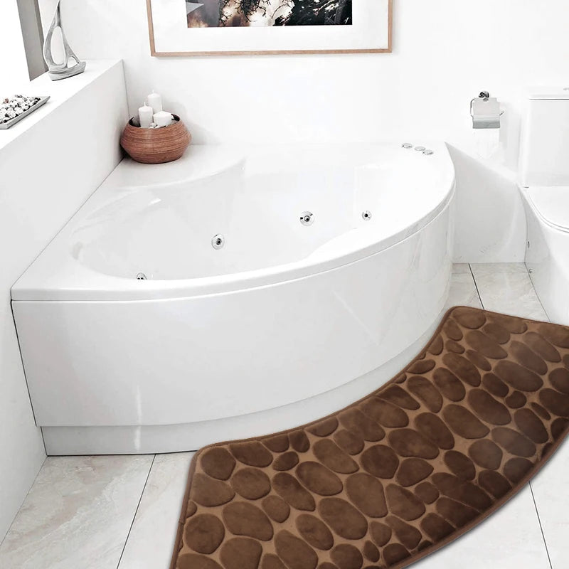 Curved Non-Slip Pebble Bath Mat