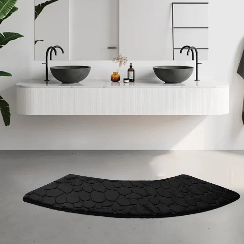 Curved Non-Slip Pebble Bath Mat