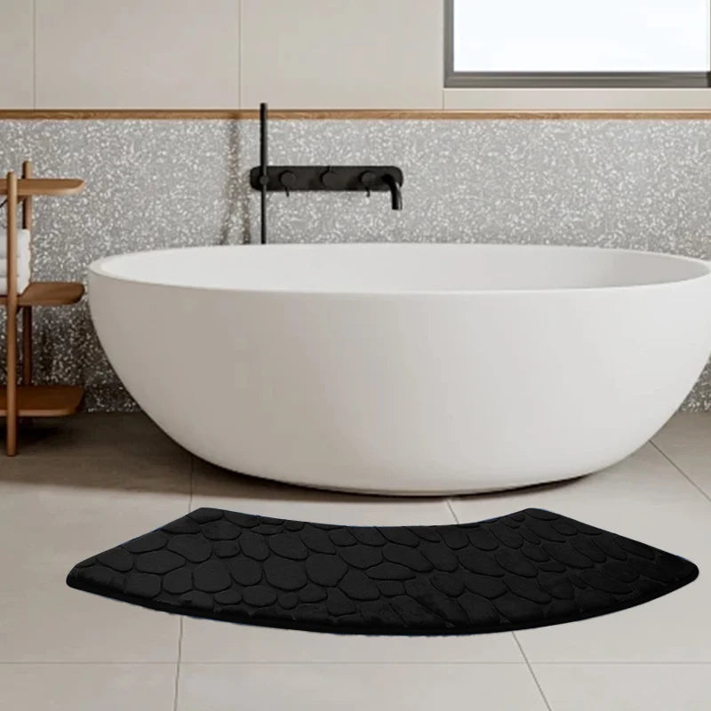 Curved Non-Slip Pebble Bath Mat