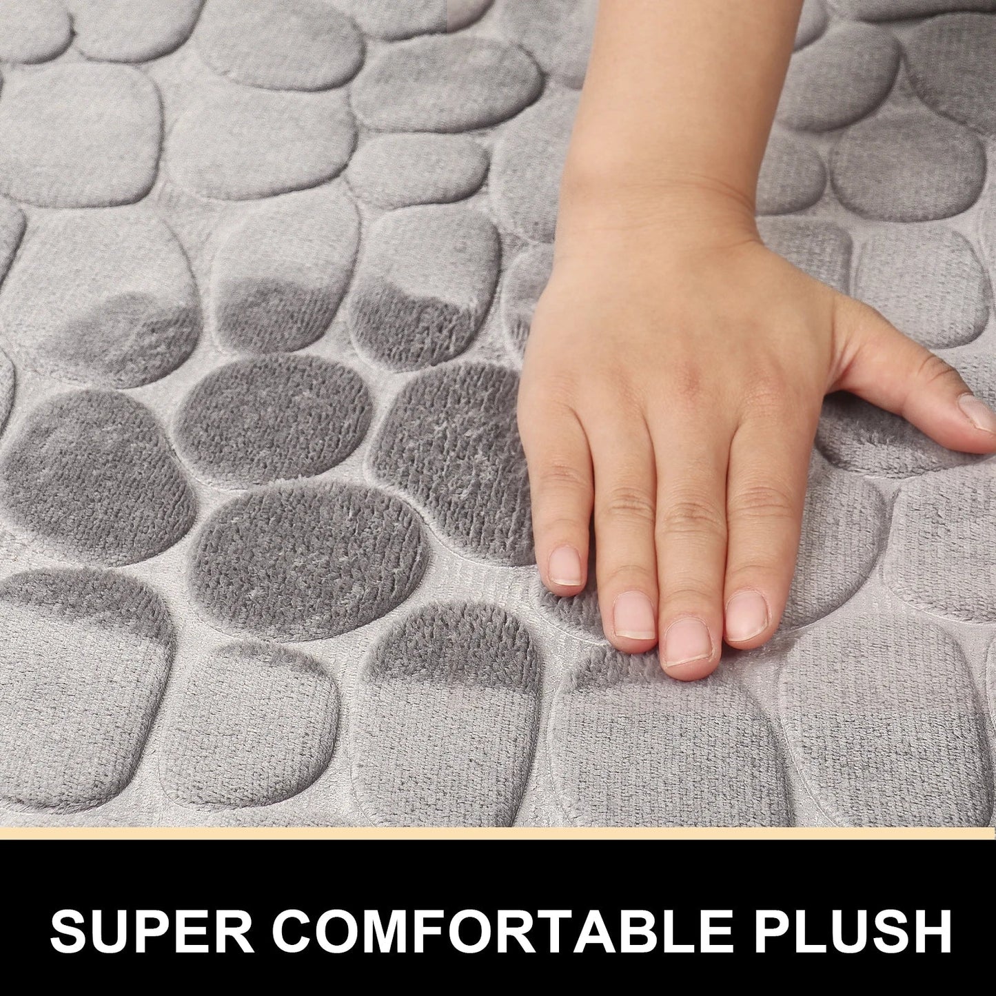 Curved Non-Slip Pebble Bath Mat