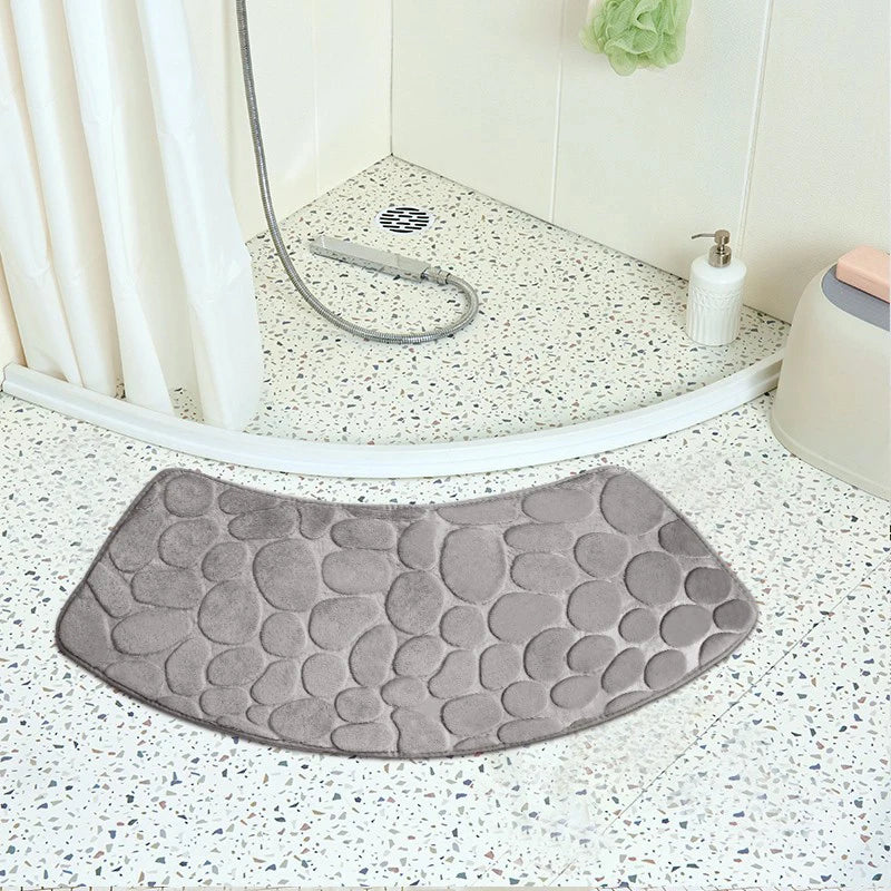 Curved Non-Slip Pebble Bath Mat