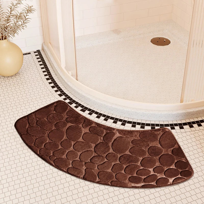 Curved Non-Slip Pebble Bath Mat