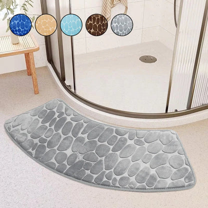 Curved Non-Slip Pebble Bath Mat