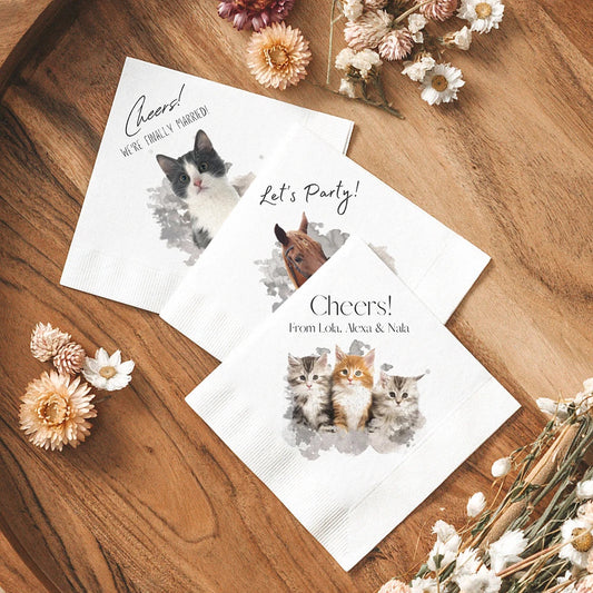 Custom Pet Photo Cocktail Napkins