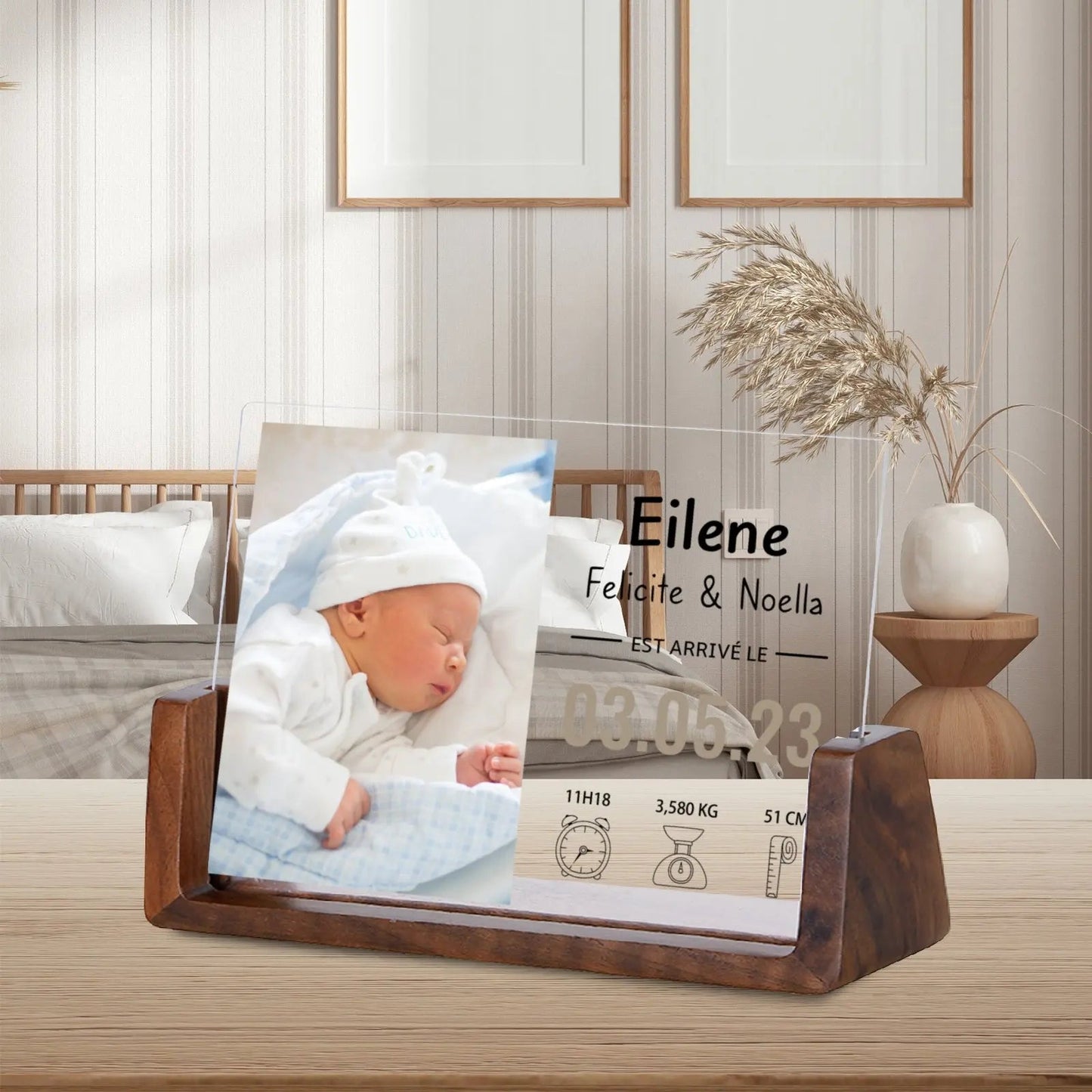 Custom Wooden Birth Announcement Frame