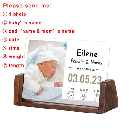 Custom Wooden Birth Announcement Frame