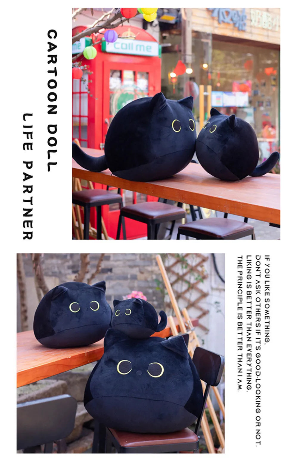 Cute 8cm Black Cat Plush Pillow