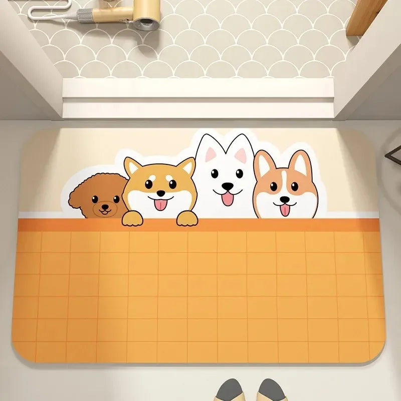 Cute Cartoon Dog Absorbent Mat