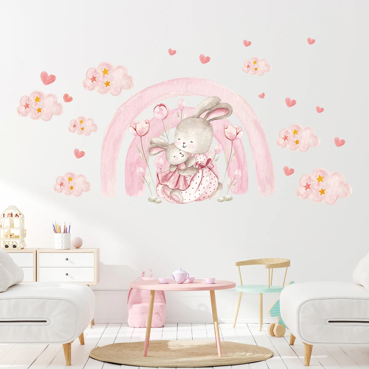 Cute Cartoon Rabbit Wall Stickers