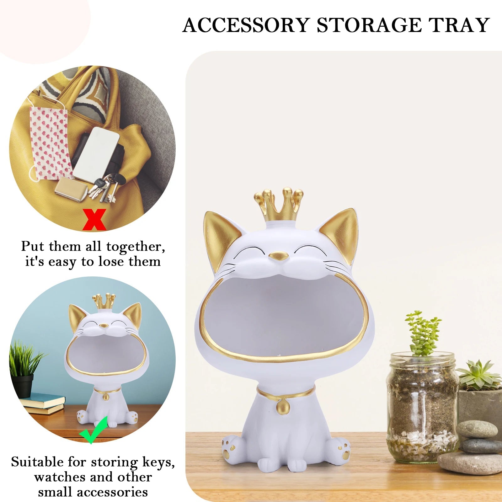 Cute Cat Resin Key Storage Tray