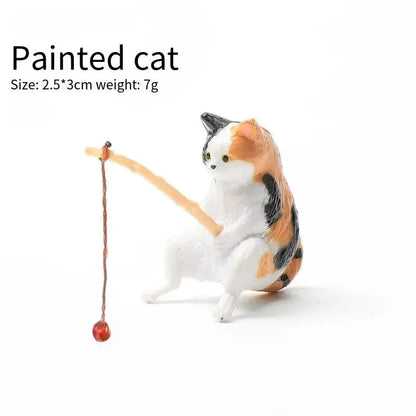 Cute Fishing Cat Figurine Decor