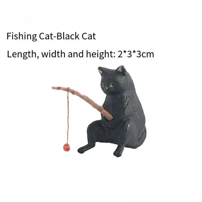 Cute Fishing Cat Figurine Decor