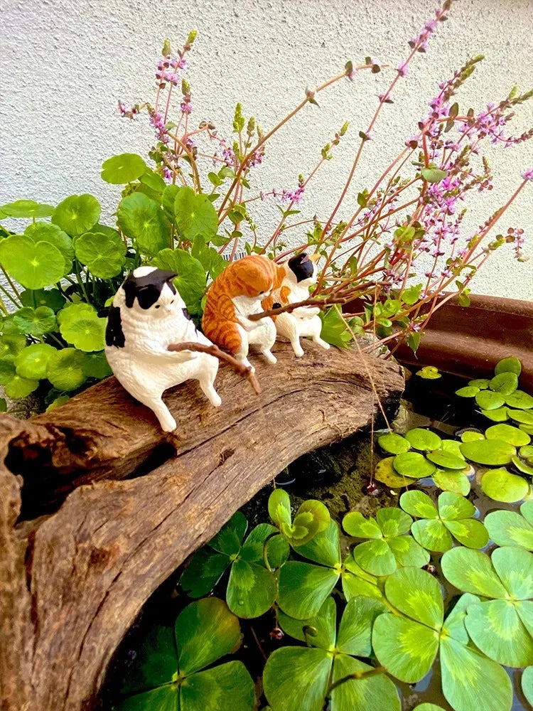 Cute Fishing Cat Figurine Decor