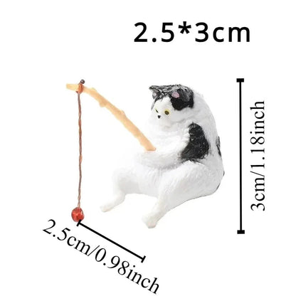 Cute Fishing Cat Figurine Decor