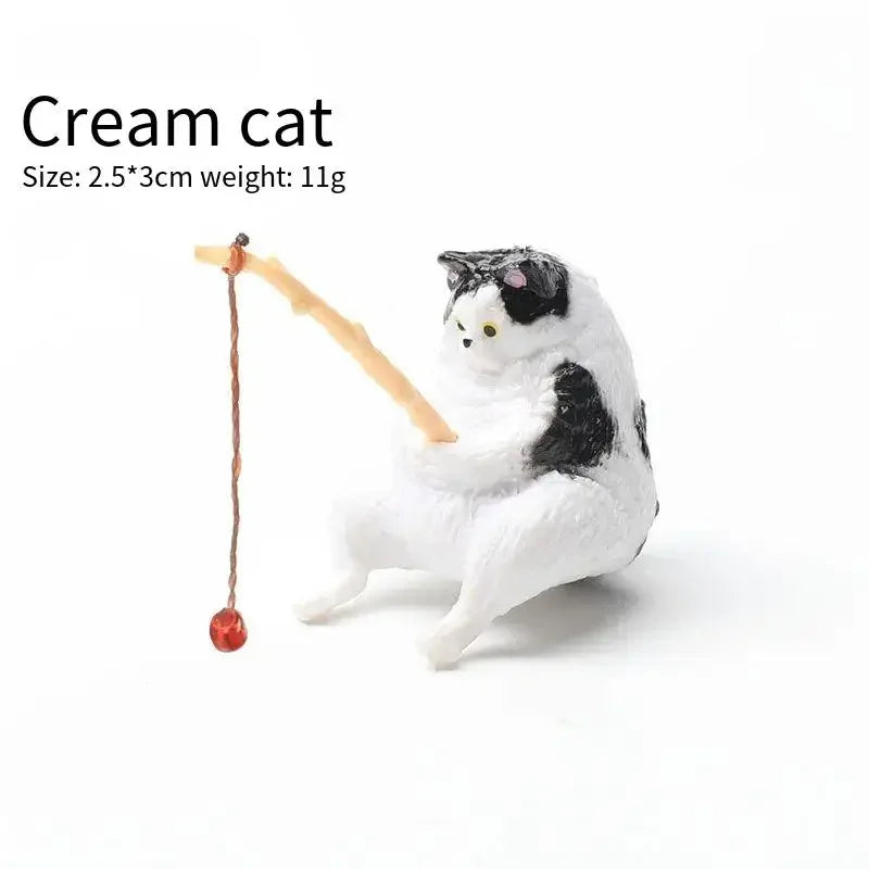 Cute Fishing Cat Figurine Decor