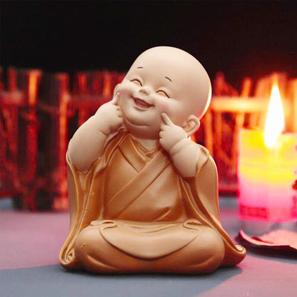 Cute Mini Monk Resin Statue