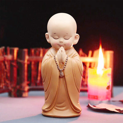 Cute Mini Monk Resin Statue