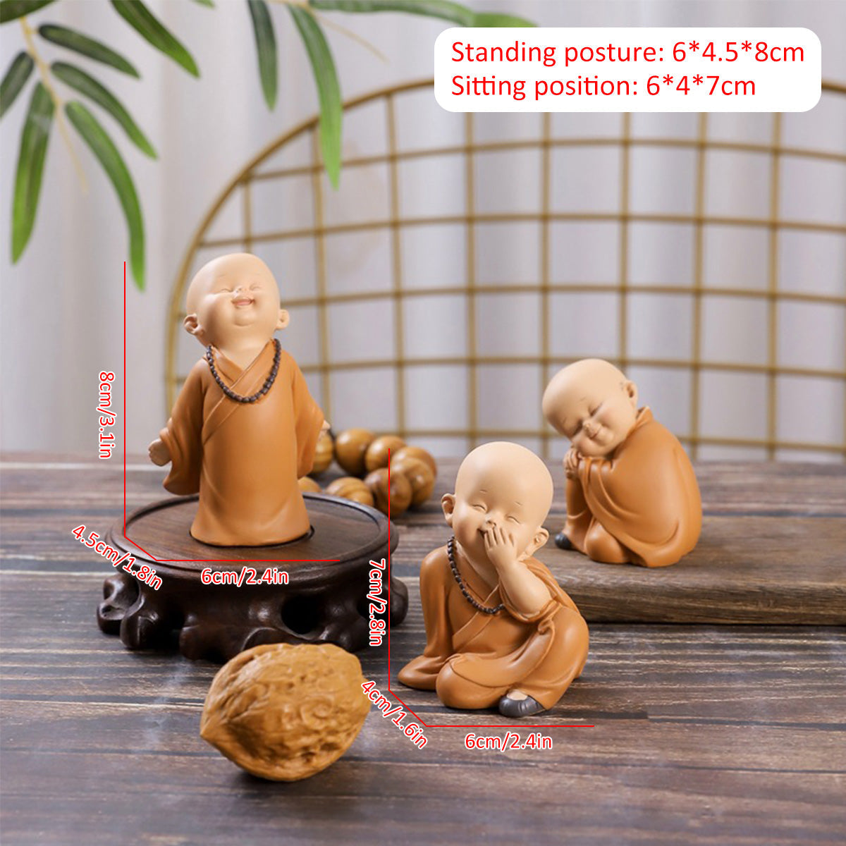 Cute Mini Monk Resin Statue