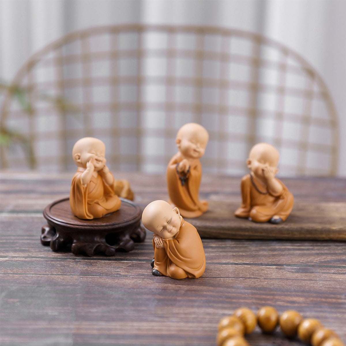 Cute Mini Monk Resin Statue