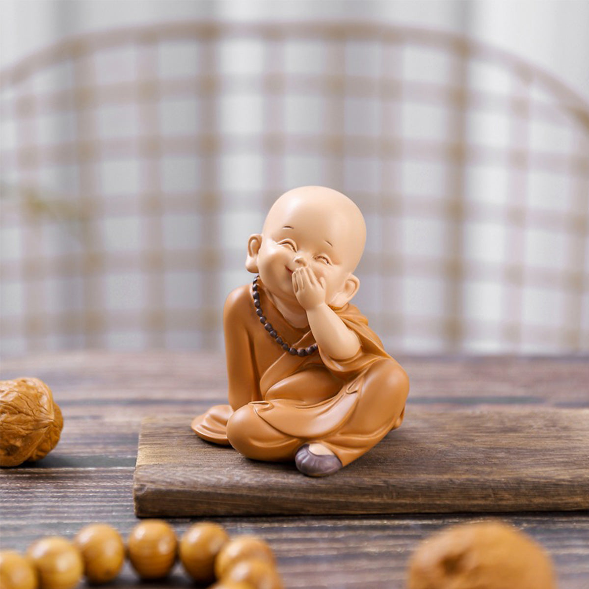 Cute Mini Monk Resin Statue