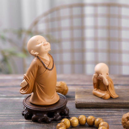 Cute Mini Monk Resin Statue