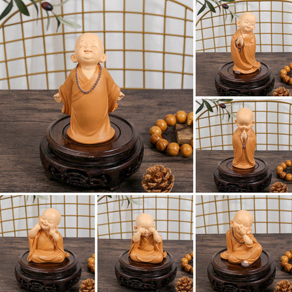 Cute Mini Monk Resin Statue