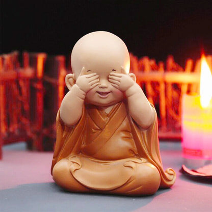 Cute Mini Monk Resin Statue