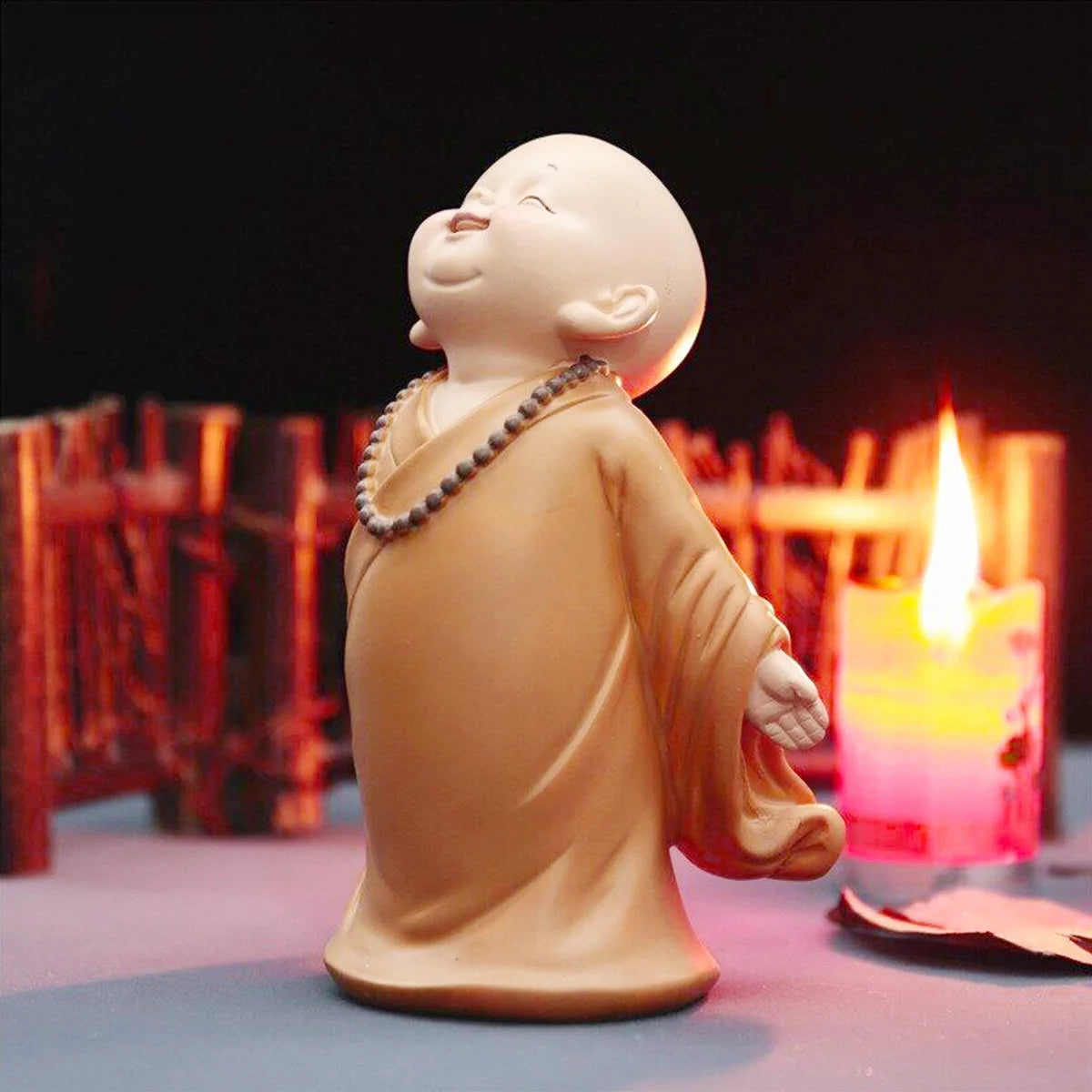 Cute Mini Monk Resin Statue