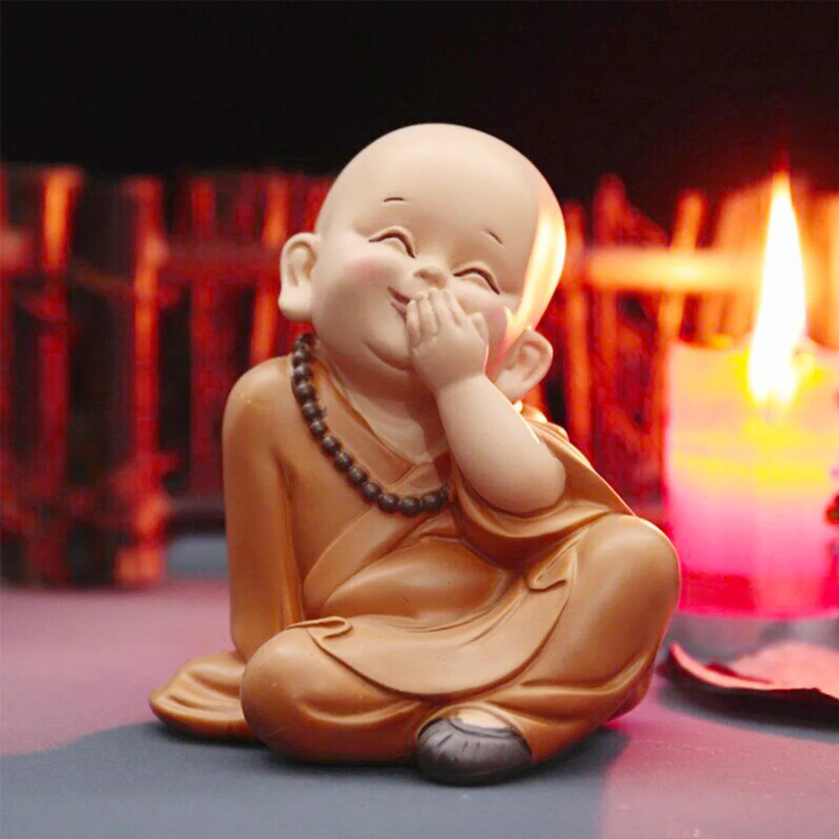 Cute Mini Monk Resin Statue