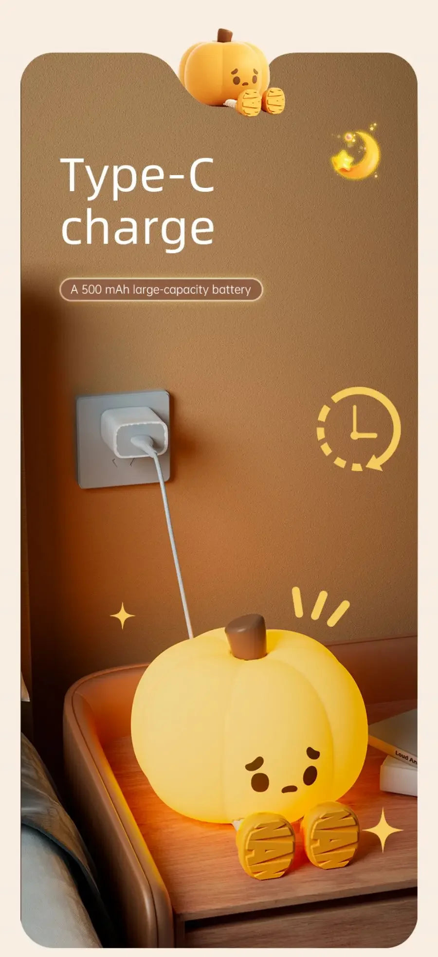 Cute Pumpkin Silicone Night Light