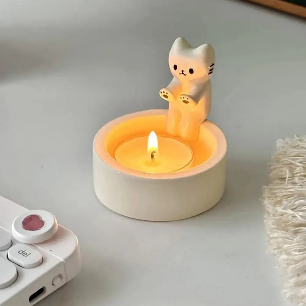 Cute Resin Kitten Candle Holder