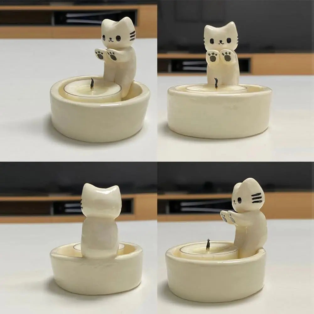 Cute Resin Kitten Candle Holder