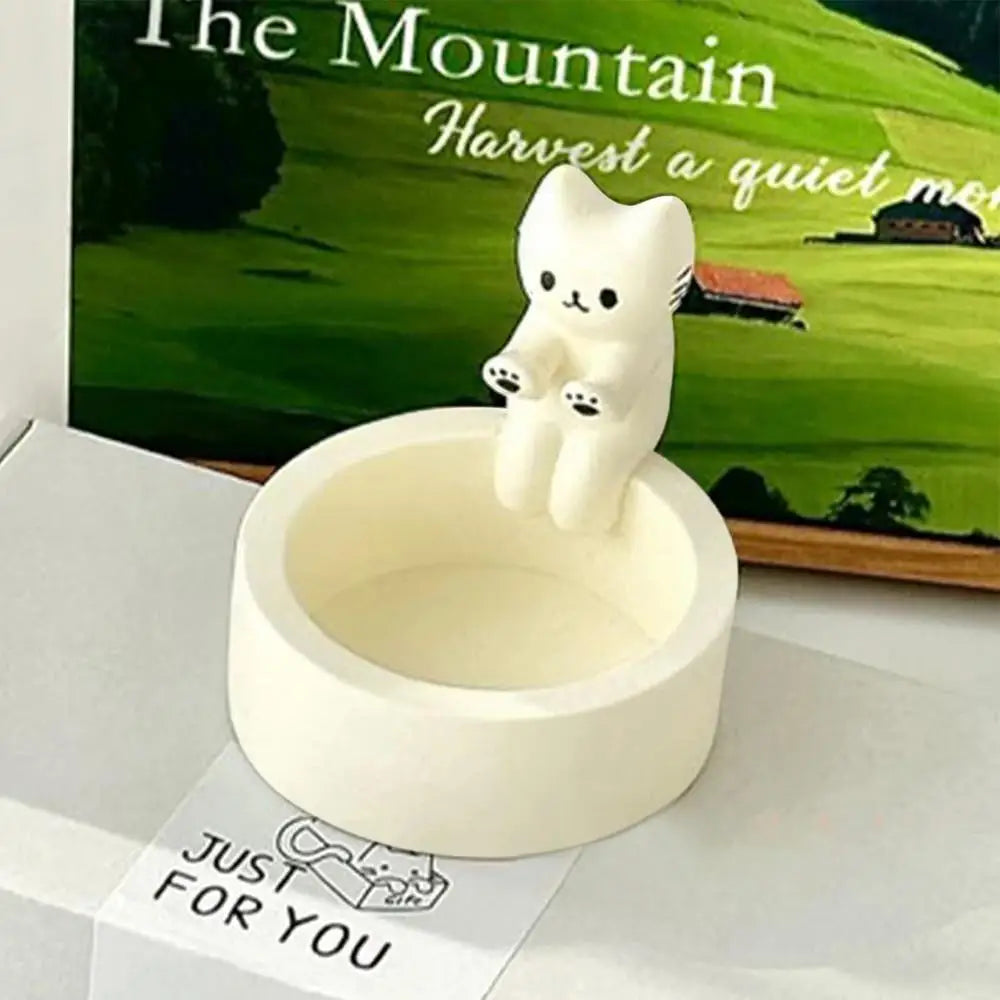 Cute Resin Kitten Candle Holder