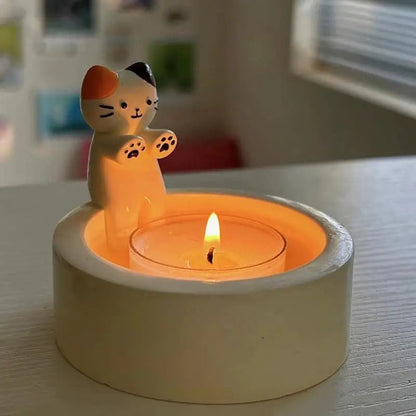 Cute Resin Kitten Candle Holder