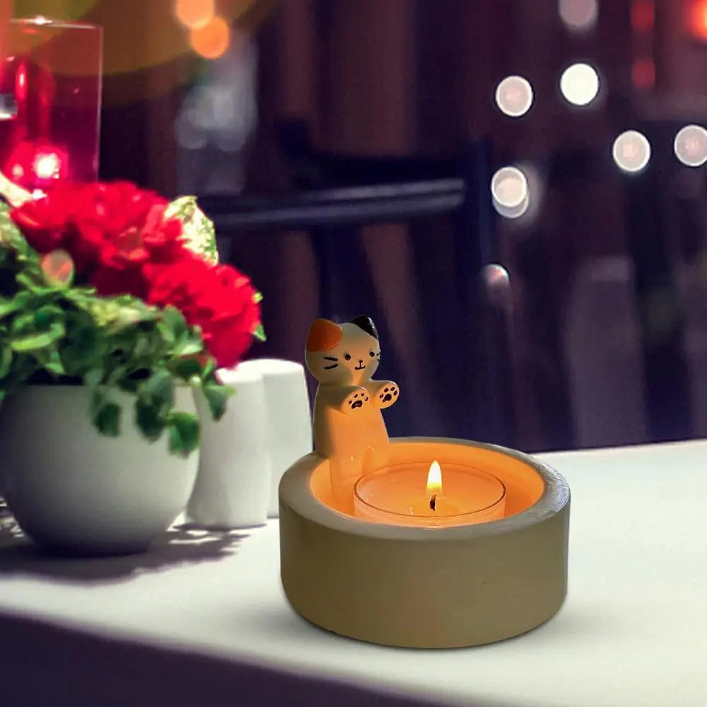 Cute Resin Kitten Candle Holder