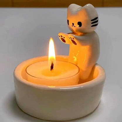 Cute Resin Kitten Candle Holder