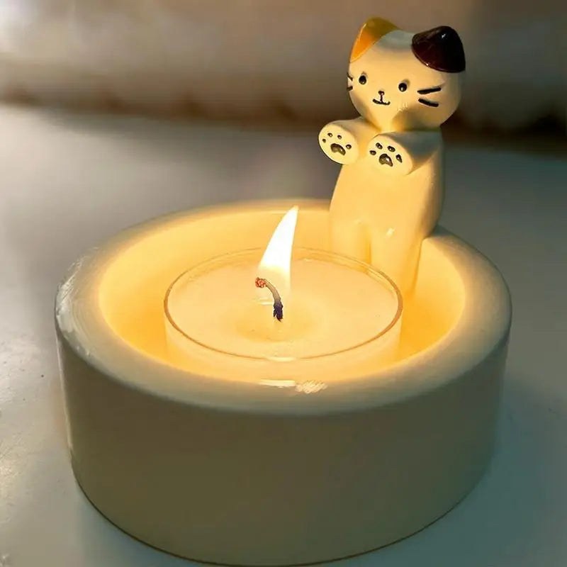 Cute Resin Kitten Candle Holder