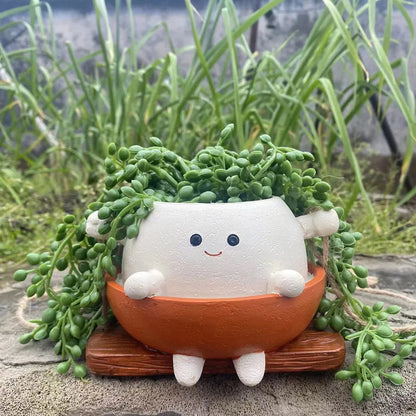 Cute Resin Smile Face Planter