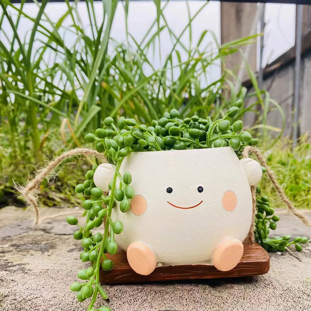 Cute Resin Smile Face Planter