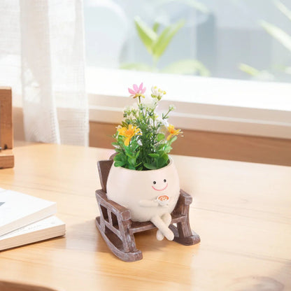 Cute Resin Smile Face Planter