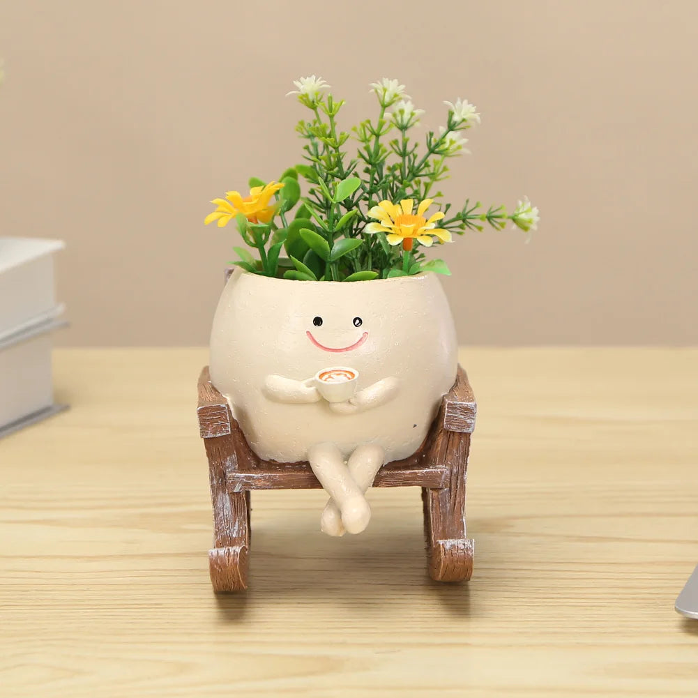 Cute Resin Smile Face Planter