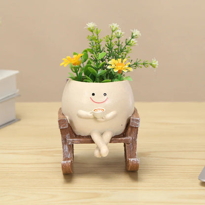 Cute Resin Smile Face Planter