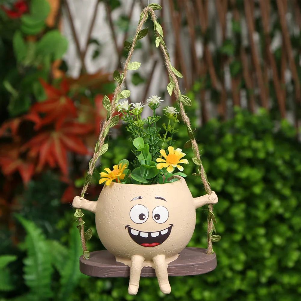 Cute Resin Smile Face Planter