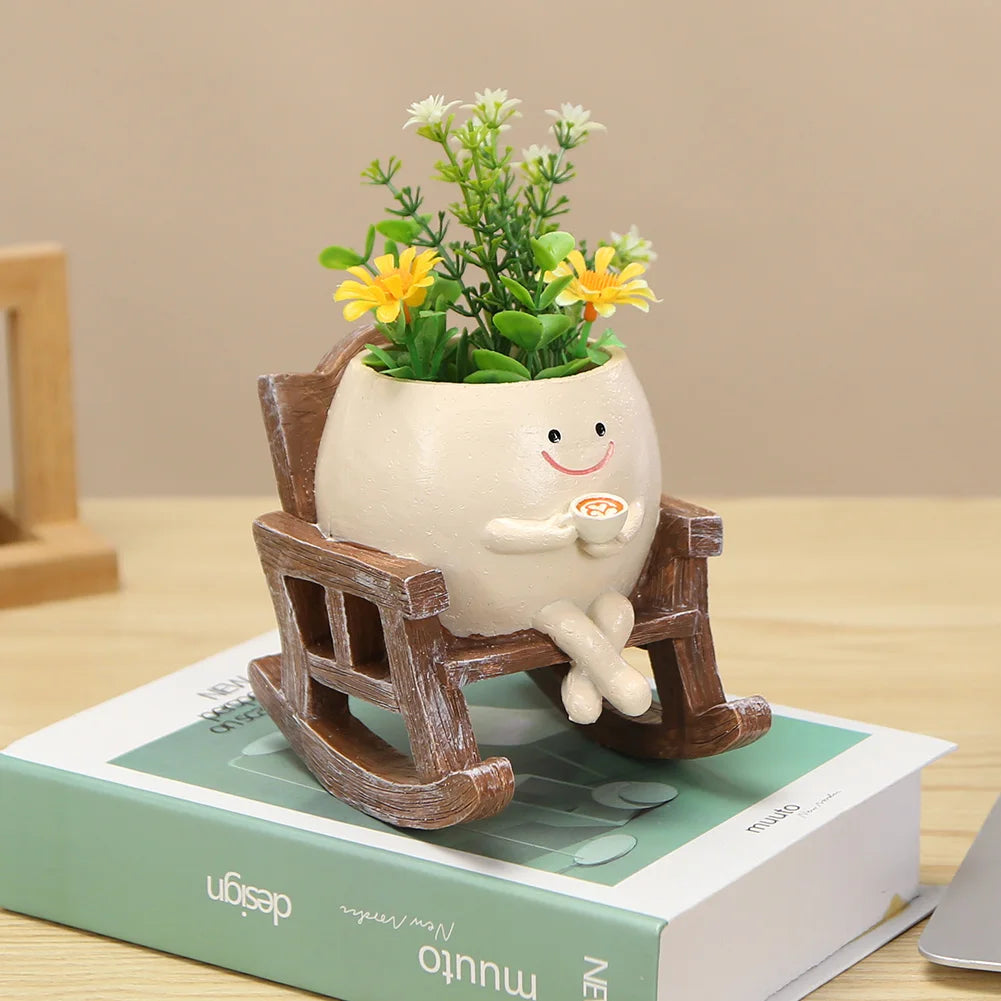 Cute Resin Smile Face Planter