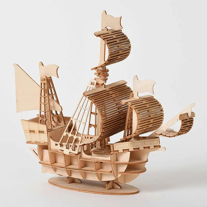 DIY Sailing Ship Toys 3D Wooden Puzzle Toy Assembly Model Wood Craft Kits Desk Decoration for Children Kids